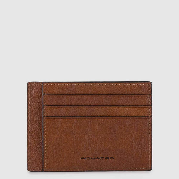 Bustina Porta Carte di Credito Piquadro Black Square in Pelle Cuoio