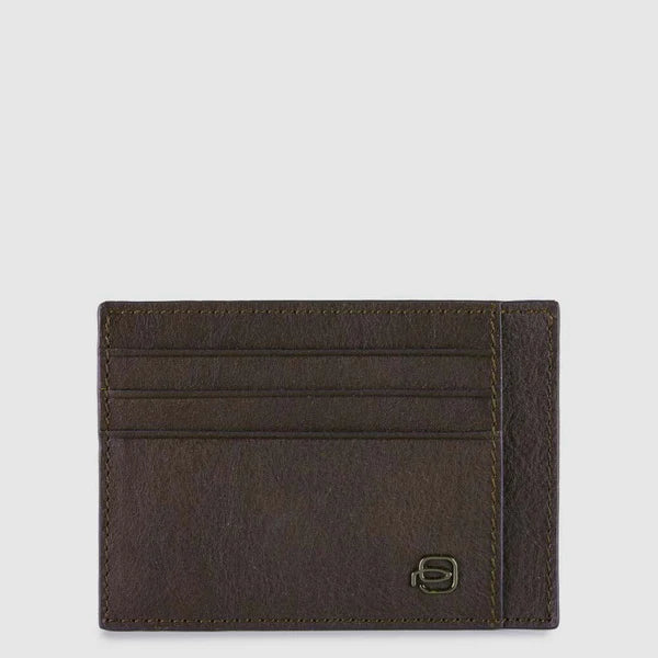 Bustina Porta Carte di Credito Piquadro Black Square in Pelle Testa di Moro
