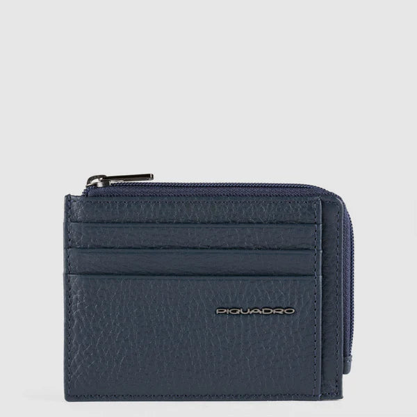 Bustina Porta Monete Piquadro Modus Special in Pelle con Porta Documenti e Carte di Credito Blu