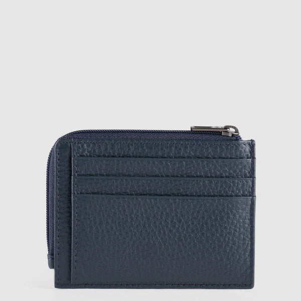 Bustina Porta Monete Piquadro Modus Special in Pelle con Porta Documenti e Carte di Credito Blu