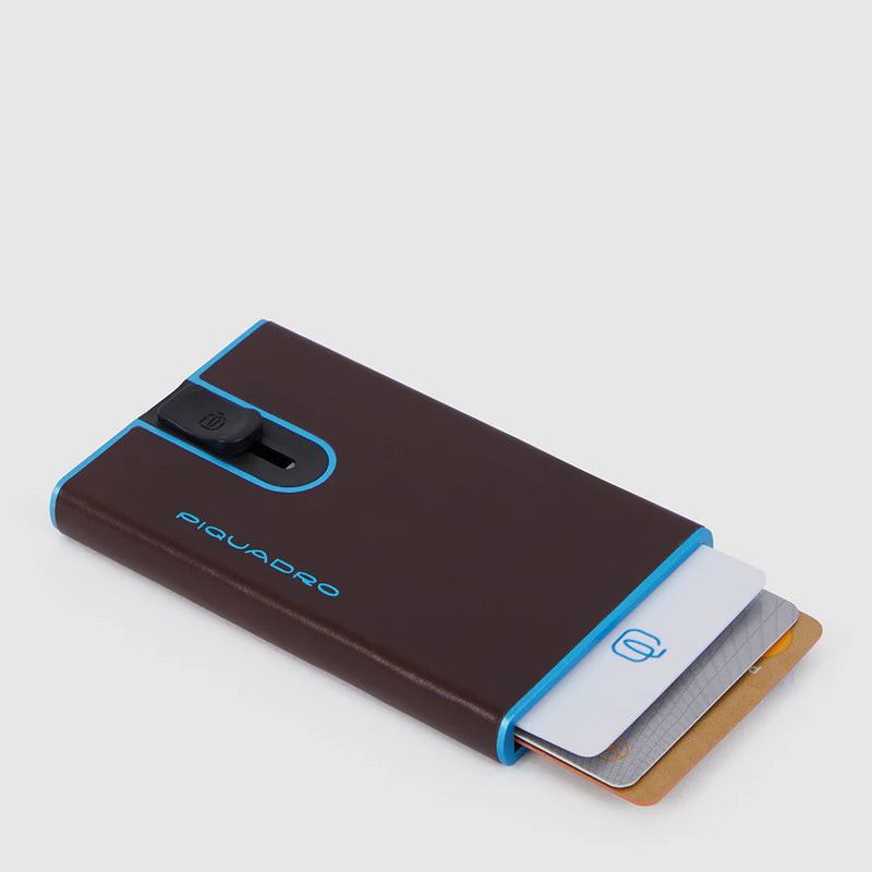 Porta Carte di Credito Piquadro Blue Square con Sliding System Mogano