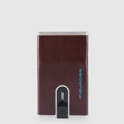 Porta Carte di Credito Piquadro con Sliding System Blue Square Mogano
