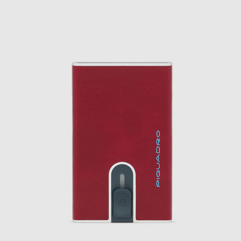 Porta Carte di Credito Piquadro con Sliding System Blue Square Rosso
