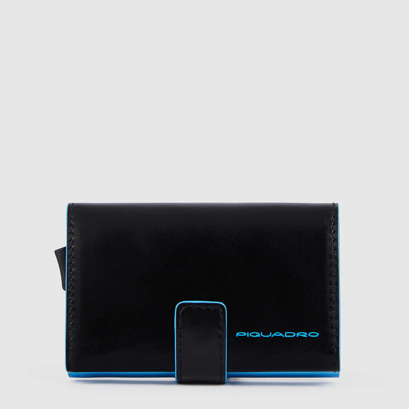 Porta Carte di Credito Piquadro Blue Square in Metallo Nero