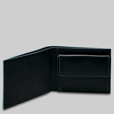 Portafoglio da Uomo Piquadro in Pelle con Portamonete Blue Square Revamp Nero