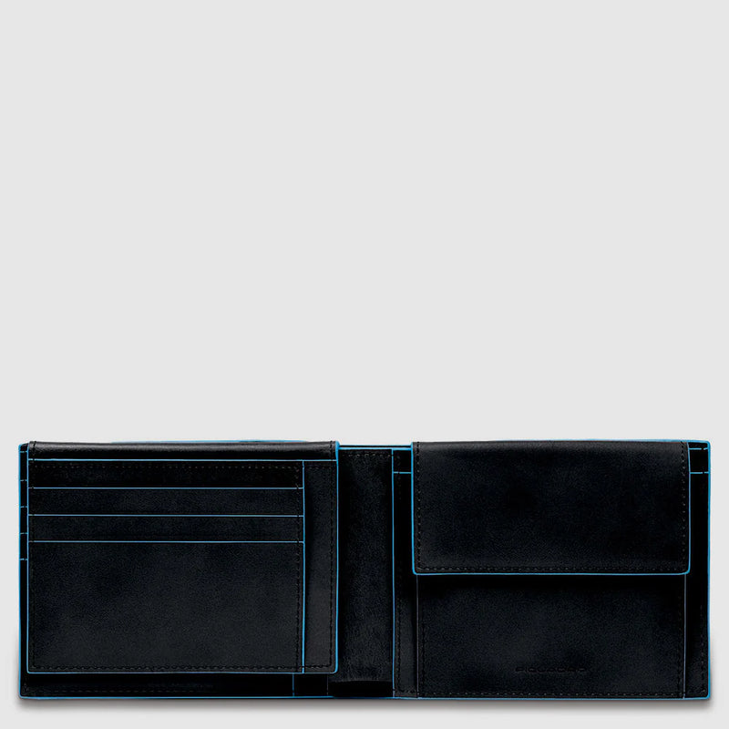 Portafoglio da Uomo Piquadro con Porta Documenti, Carte di Credito e Porta Monete Blue Square Nero