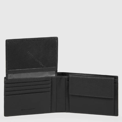 Portafoglio da Uomo Piquadro Pulse P16  in Pelle e Tessuto con Porta Monete e Documenti Nero