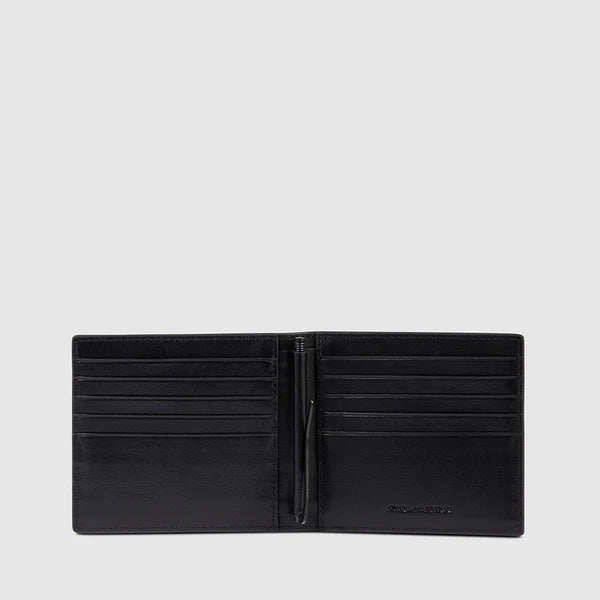 Portafoglio da Uomo Piquadro Blue Square in Pelle con Ferma Banconote e Protezione RFID Nero