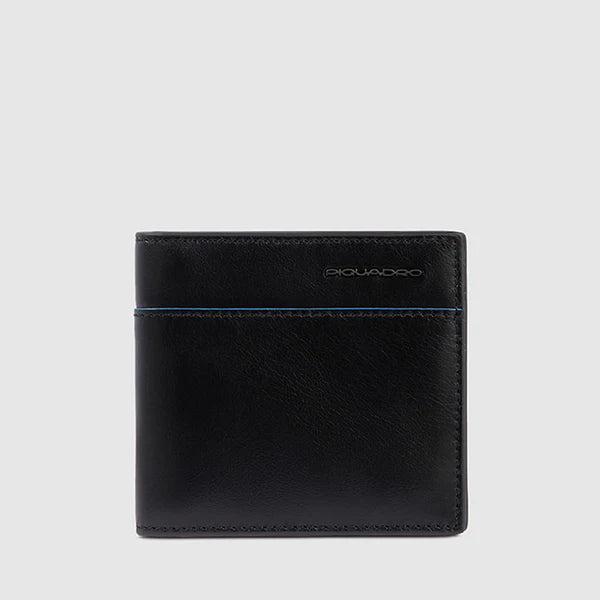 Portafoglio da Uomo Piquadro Blue Square in Pelle con Ferma Banconote e Protezione RFID Nero