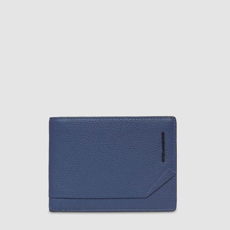 Portafoglio da Uomo Piquadro Than con Porta Monete in Pelle Blu