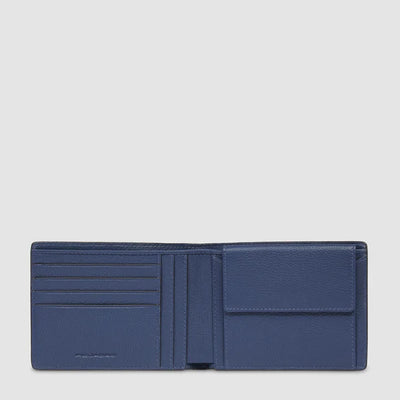 Portafoglio da Uomo Piquadro Than con Porta Monete in Pelle Blu