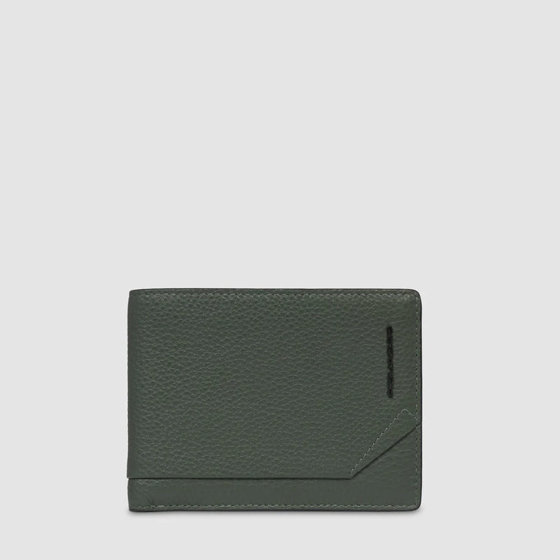 Portafoglio da Uomo Piquadro Than con Porta Monete in Pelle Verde