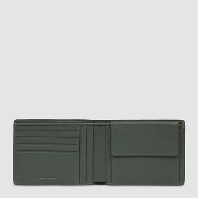 Portafoglio da Uomo Piquadro Than con Porta Monete in Pelle Verde