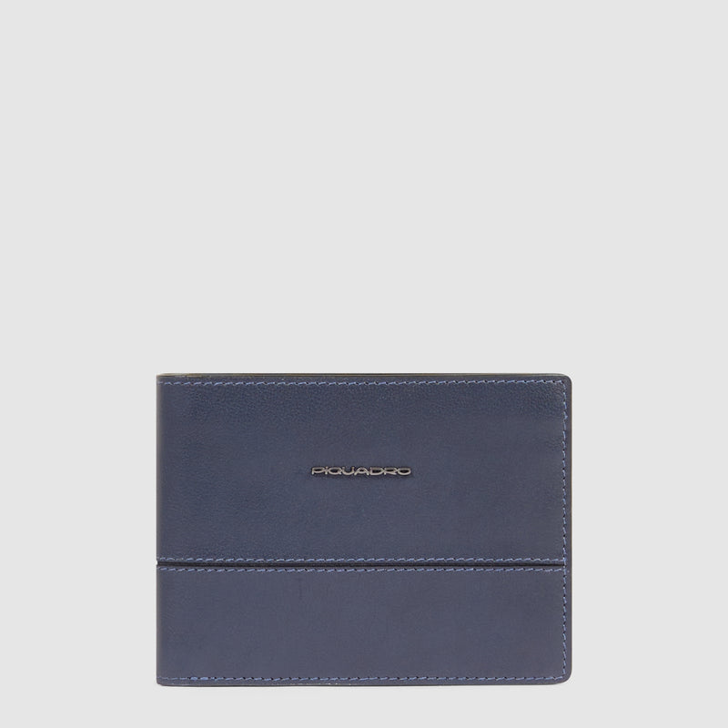 Portafoglio da Uomo Piquadro New Classic in Pelle con Porta Monete e Protezione RFID Blu