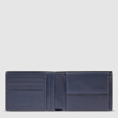 Portafoglio da Uomo Piquadro New Classic in Pelle con Porta Monete e Protezione RFID Blu