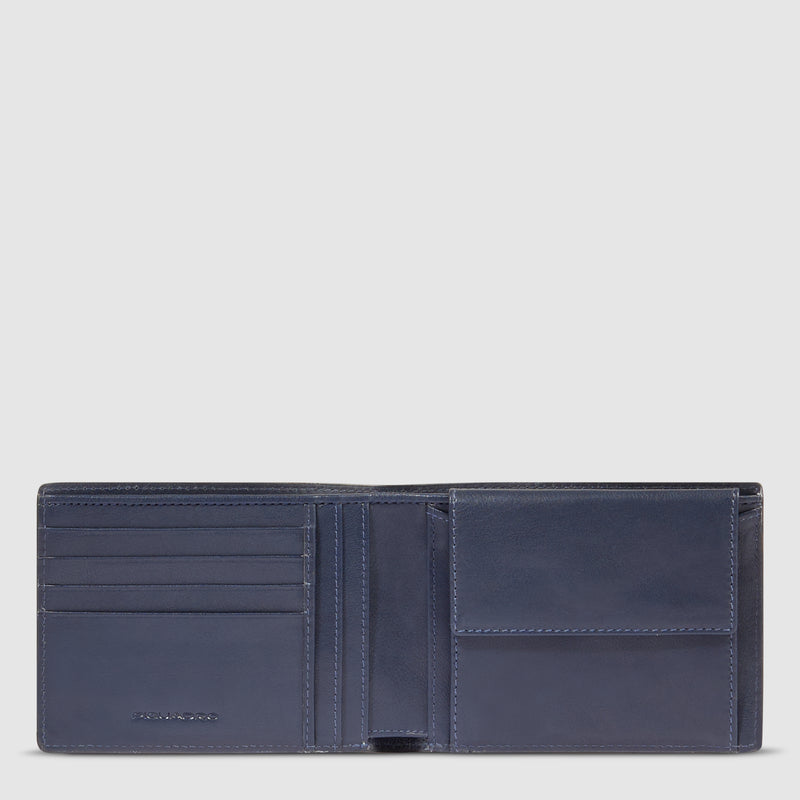 Portafoglio da Uomo Piquadro New Classic in Pelle con Porta Monete e Protezione RFID Blu