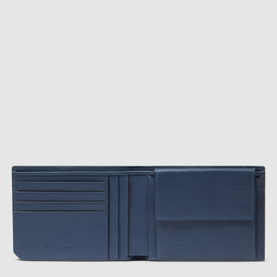 Portafoglio da Uomo Piquadro Russel in Pelle con Porta Monete e RFID Blu