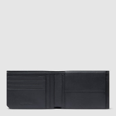 Portafoglio da Uomo Piquadro Russel in Pelle con Porta Monete e RFID Nero