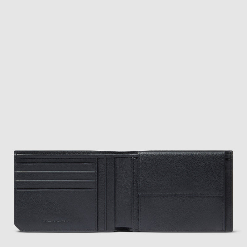 Portafoglio da Uomo Piquadro Russel in Pelle con Porta Monete e RFID Nero