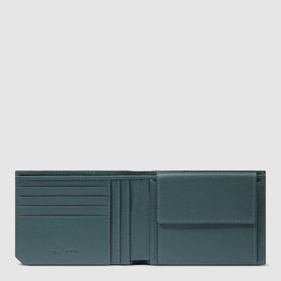 Portafoglio da Uomo Piquadro Russel in Pelle con Porta Monete e RFID Verde