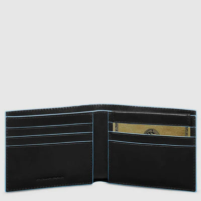 Portafoglio da Uomo Piquadro Blue Square in Pelle con Porta Documenti Estraibile Nero