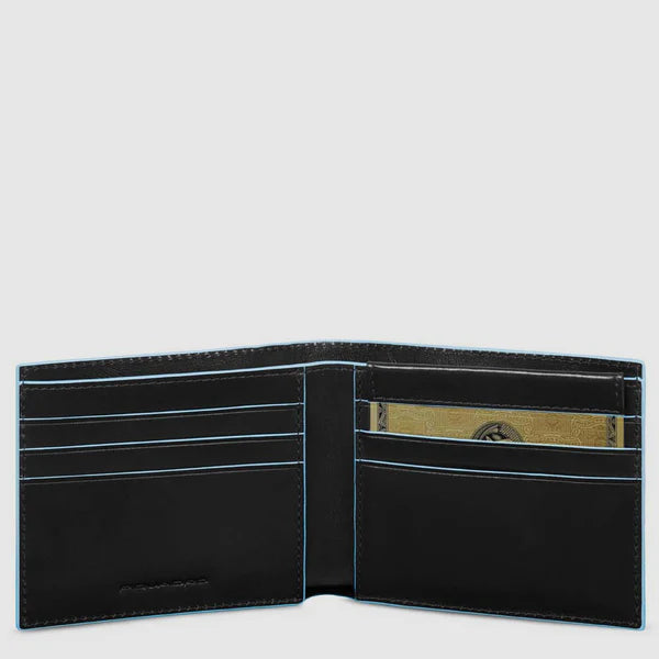 Portafoglio da Uomo Piquadro Blue Square in Pelle con Porta Documenti Estraibile Nero