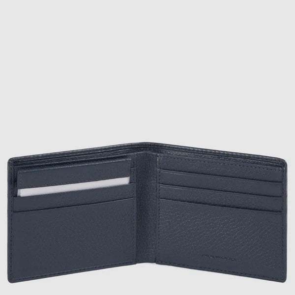 Portafoglio da Uomo Piquadro Modus in Pelle con Porta Carte di Credito e Porta Documenti Rimovibile con RFID Blu