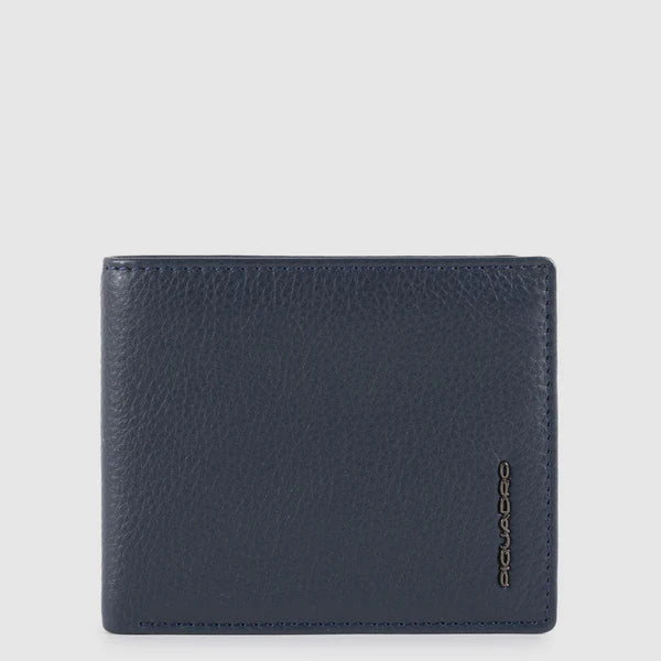 Portafoglio da Uomo Piquadro Modus in Pelle con Porta Carte di Credito e Porta Documenti Rimovibile con RFID Blu