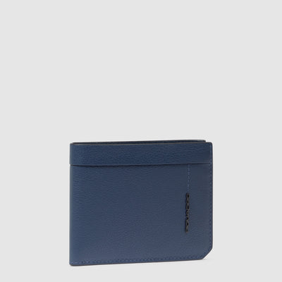 Portafoglio Compatto da Uomo Piquadro Russel in Pelle con Porta Monete e RFID Blu