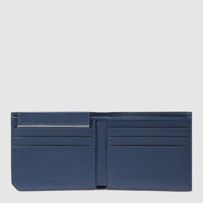 Portafoglio Compatto da Uomo Piquadro Russel in Pelle con Porta Monete e RFID Blu