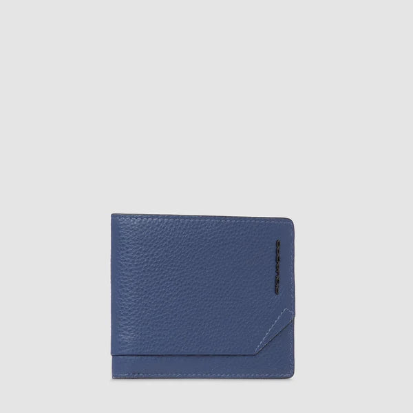 Portafoglio da Uomo Piquadro Than con Volantino Staccabile in Pelle Blu