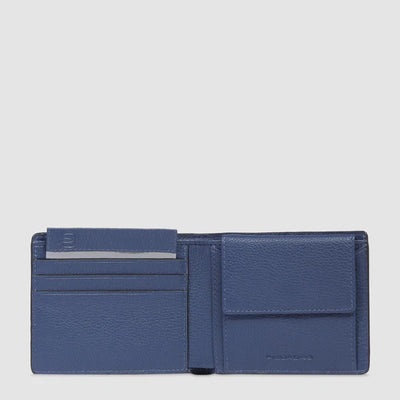 Portafoglio da Uomo Piquadro Than con Volantino Staccabile in Pelle Blu