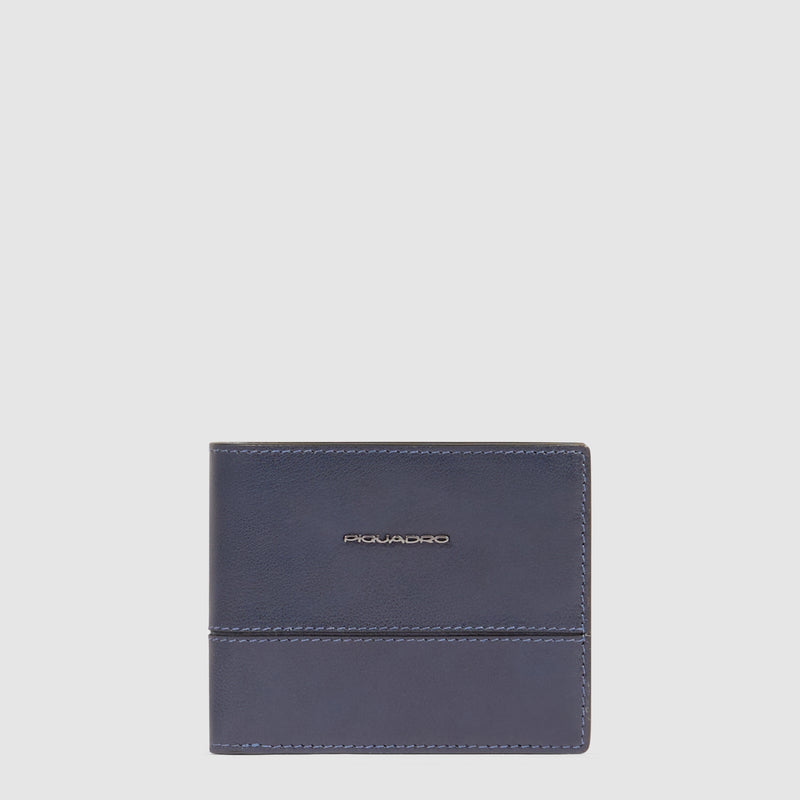 Portafoglio da Uomo Piquadro New Classic in Pelle con Porta Monete e Porta Documenti Rimovibile Blu