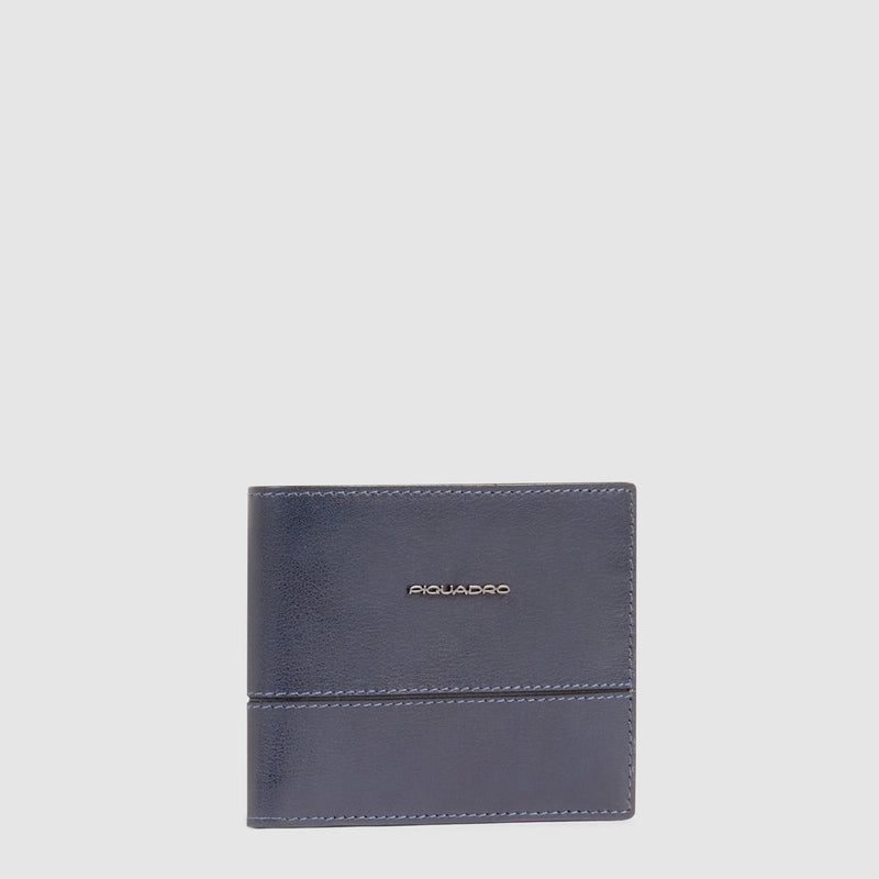 Portafoglio da Uomo Piquadro New Classic in Pelle con Porta Monete e Porta Documenti Rimovibile Blu