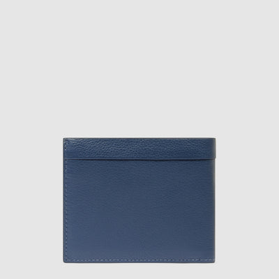 Portafoglio Compatto da Uomo Piquadro Russel in Pelle con Porta Monete e Volantino Porta Documenti Blu