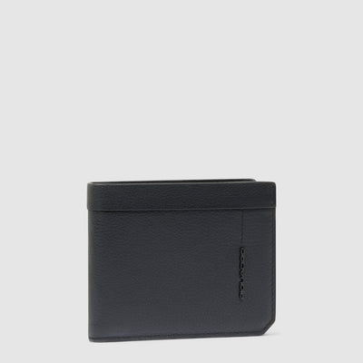 Portafoglio Compatto da Uomo Piquadro Russel in Pelle con Porta Monete e Volantino Porta Documenti Nero