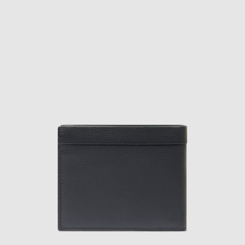 Portafoglio Compatto da Uomo Piquadro Russel in Pelle con Porta Monete e Volantino Porta Documenti Nero