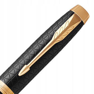 Penna Roller Parker IM Premium Black Gold GT In Metallo con Punta Fine e Inchiostro Nero