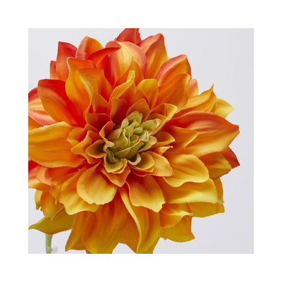 Ramo Dalia Arancio con Foglie e 3 Rami 61 cm