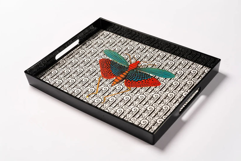 Vassoio Laccato Blue Shaker Insect 39 x 29 cm