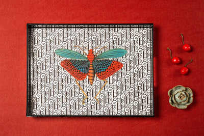 Vassoio Laccato Blue Shaker Insect 39 x 29 cm
