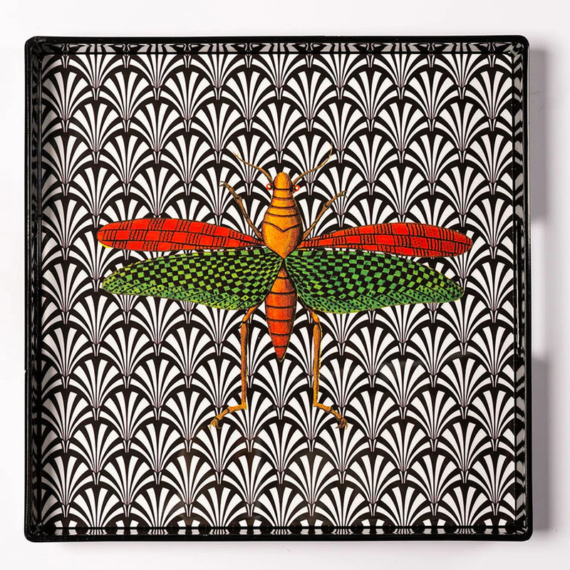 Vassoio Laccato Blue Shaker Insect 33 x 33 cm