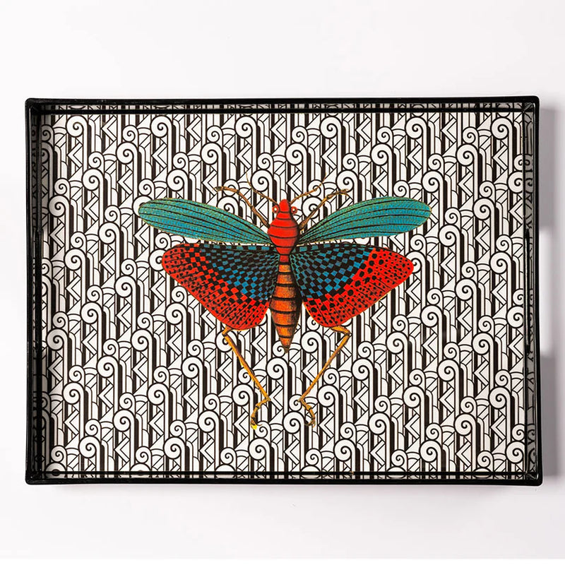 Vassoio Laccato Blue Shaker Insect 39 x 29 cm