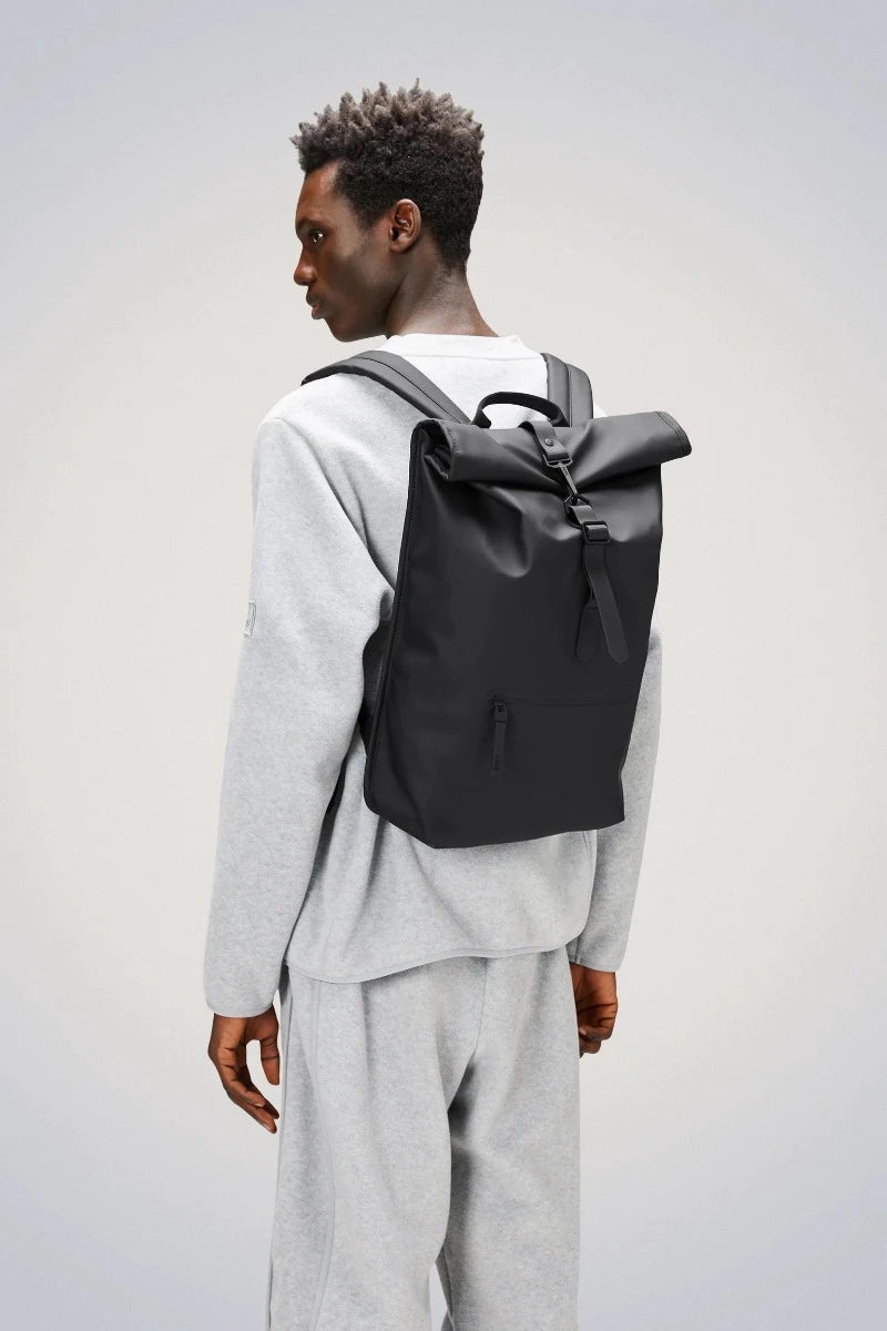 Zaino Rolltop Rucksack Impermeabile Nero Opaco