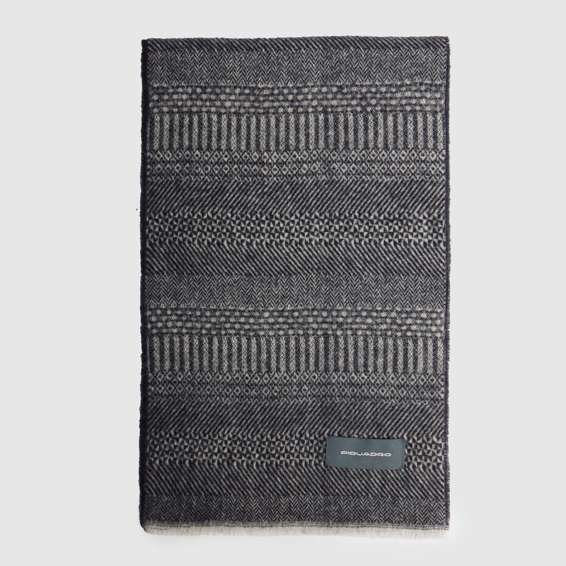 Sciarpa Piquadro in Pura Lana al 100% Blu e Grigio