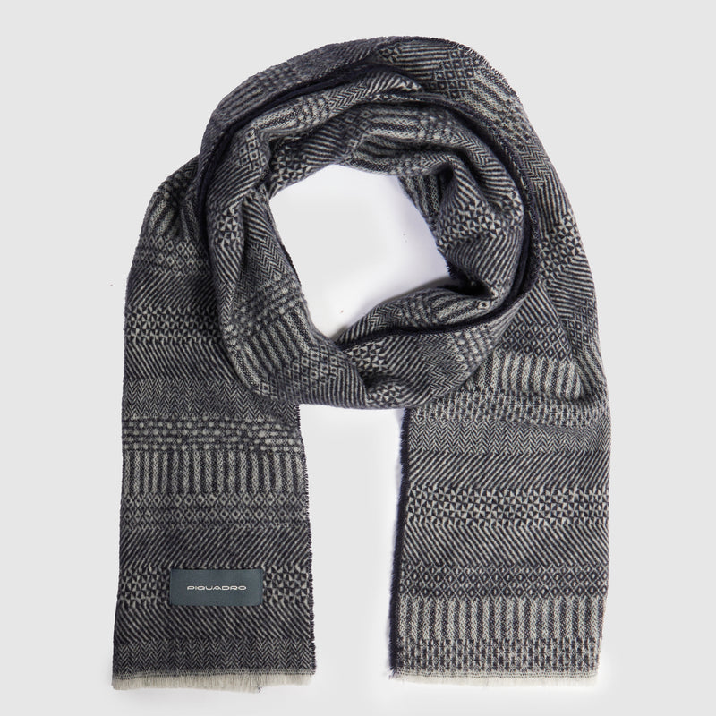 Sciarpa Piquadro in Pura Lana al 100% Blu e Grigio