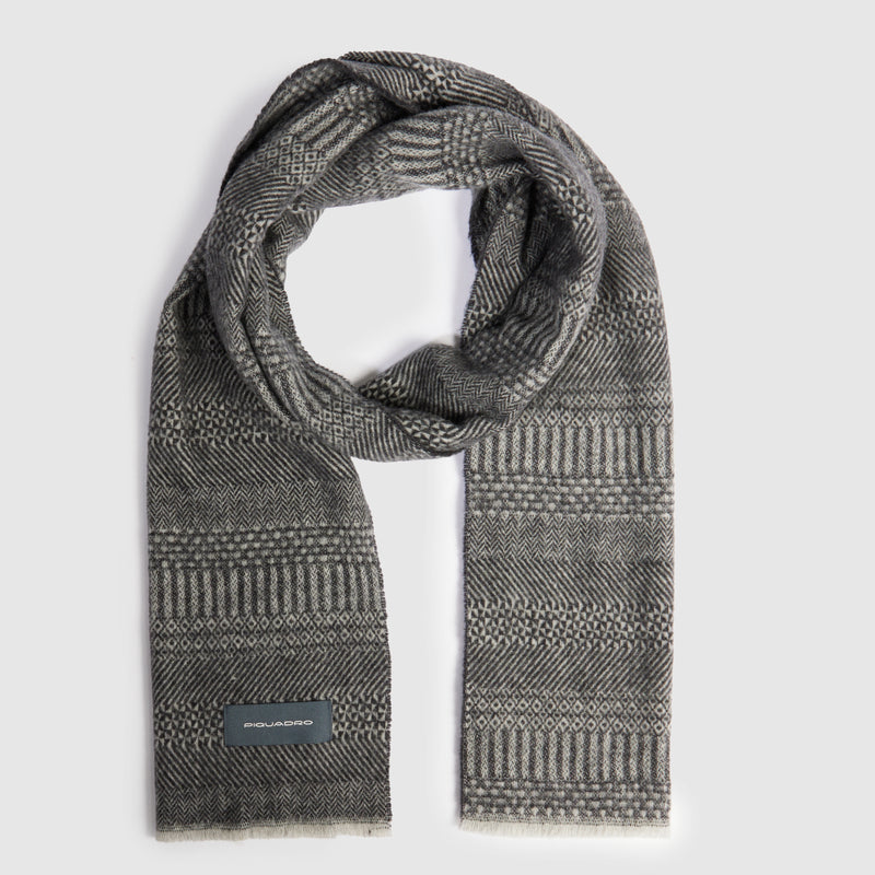 Sciarpa Piquadro in Pura Lana al 100% Grigio
