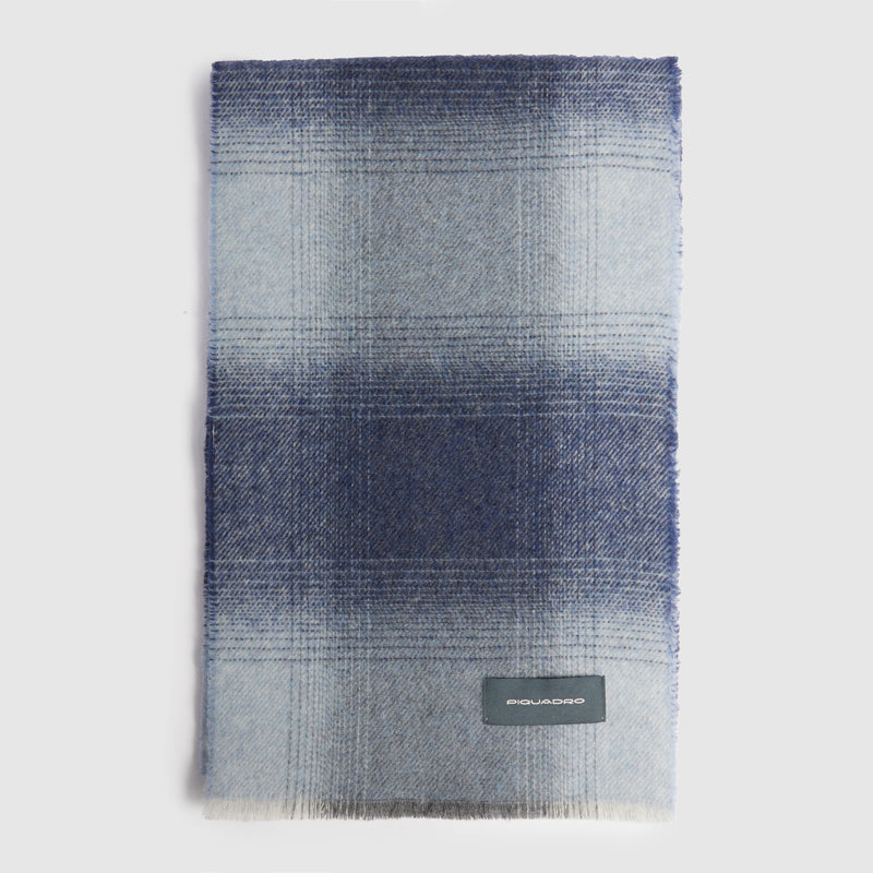 Sciarpa da Uomo Piquadro in Pura Lana al 100% Blu e Grigio
