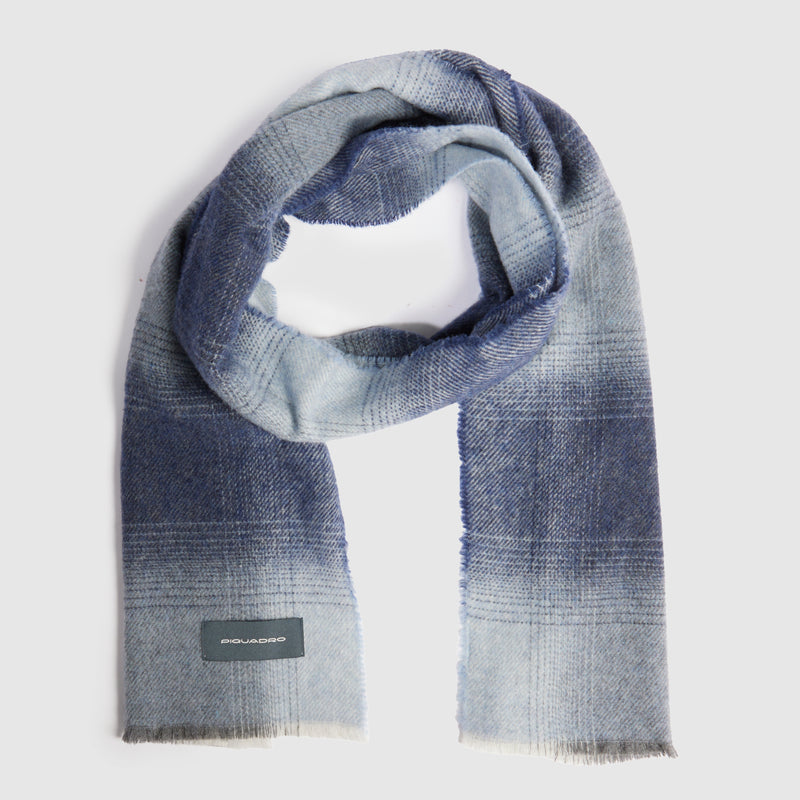 Sciarpa da Uomo Piquadro in Pura Lana al 100% Blu e Grigio