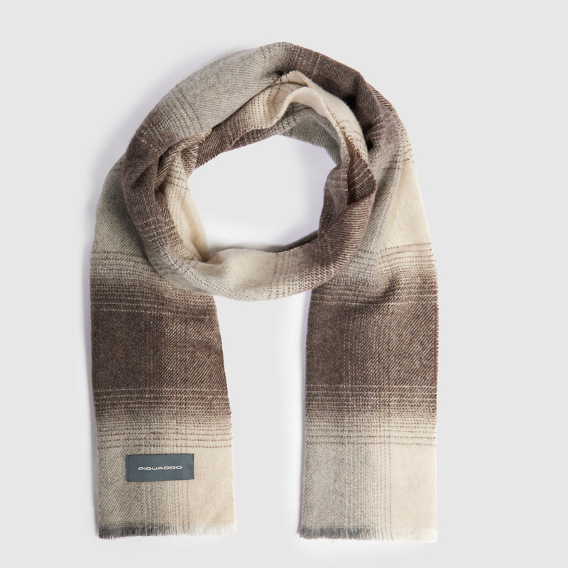 Sciarpa da Uomo Piquadro in Pura Lana al 100% Marrone e Bianco